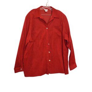 ALFRED DUNNER Red Shirt /Jacket Long Sleeves Buttons Some Embroidery Pockets 22W